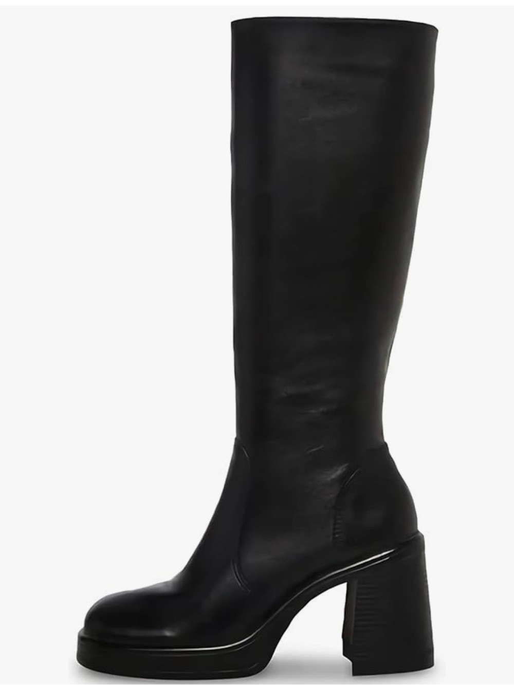 Classic Black Knee-High Platform Boot - Women's
